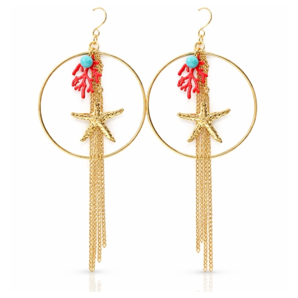Red Circle Coral Earrings